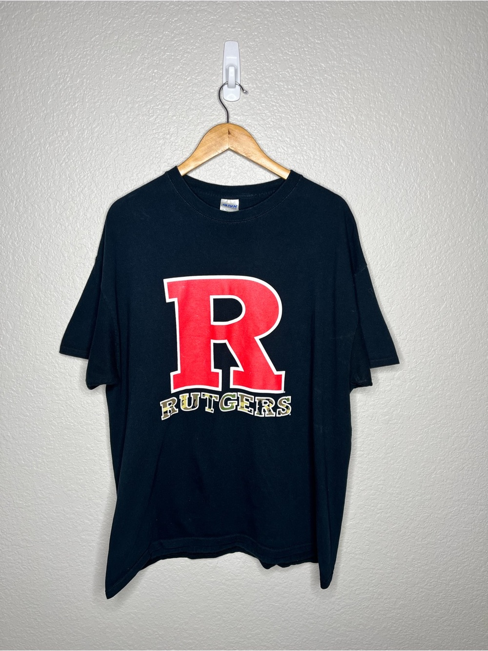 Rutgers University Big Logo T-Shirt XL Black‎ Red NCAA College Graphic Tee